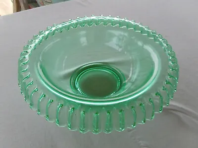 Buy Vintage Green Depression Glass Bowl Ribbon Edge Rim • 23.74£