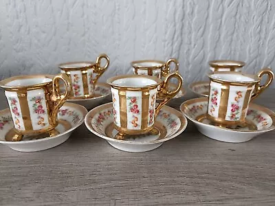 Buy Fine China Set 6 Footed Small Coffee/Tea Cups And Saucers • 20£