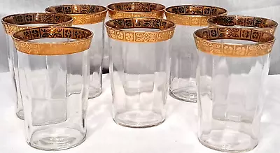 Buy Vintage Stetson 1950's 8oz Set Of 8 Tumbler Glasses Gold Rim Juice Bar Drinking • 31.81£