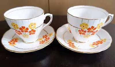Buy Vintage Pair Teacup And Saucers T.F. & S. Ltd Phoenix Bone China Hand Painted • 10£