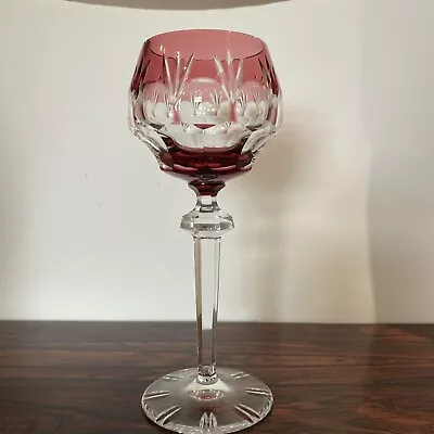 Buy BOHEMIAN Cranberry Cut To Clear Wine Hock Glass - 8  Or 20cm • 17£