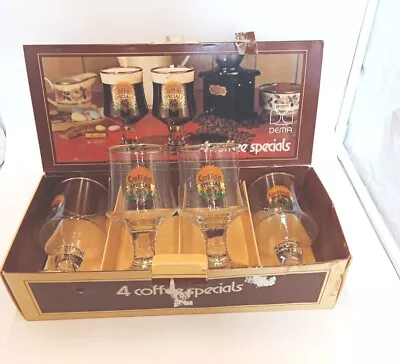 Buy Set Of 4 Vintage 1970s Dema Coffee Specials Stemmed Glasses With Gold Rim In... • 14.99£
