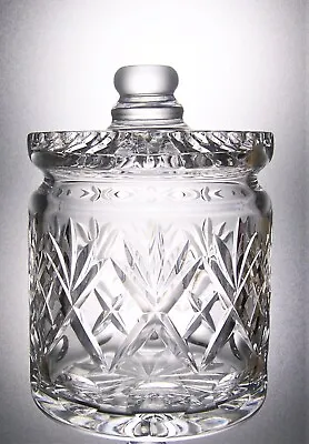 Buy Signed ROYAL DOULTON Crystal GEORGIAN Cut Glass Biscuit Barrel  Sweet Jar 18 Cm • 40£