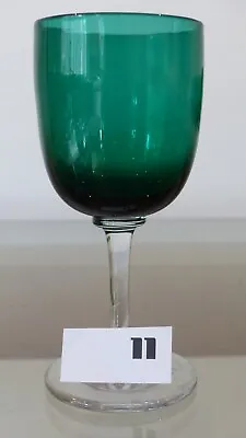 Buy Antique Bristol Green Glass, Clear Stem Wine Glass, Green Bowl SUPERB • 25£
