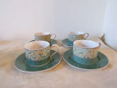 Buy BHS British Home Stores Valencia  Green & Gold Set Of 4 Cups & Saucers • 11.99£