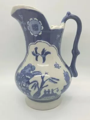 Buy Qianlong Flow Blue Signed Pitcher Jug Willow Pattern Chinese • 15.19£
