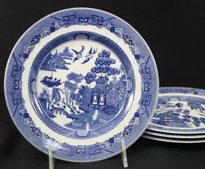 Buy Johnson Brothers Willow Blue Four Salad Plates England 1883 Stamp China • 31.11£