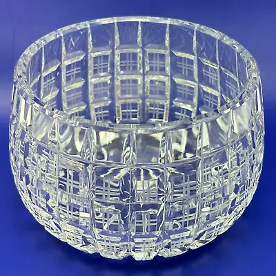 Buy Crystal Cut Glass Leaded Bowl Clear Candy Dish Poland Block Square Plaid 4.5  • 16.95£