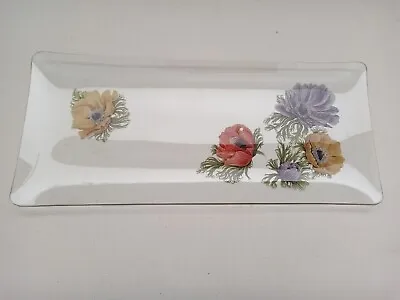 Buy Vintage 60's Chance Glass Sandwich Plate Rectangle Dressing Table Tray  Poppies  • 10£
