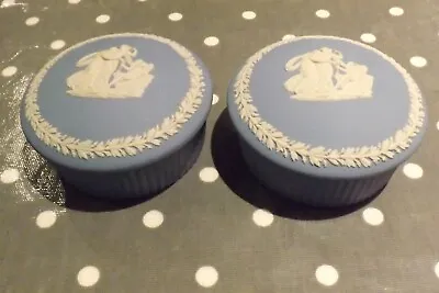 Buy Two Blue Wedgwood Jasperware China Trinket Boxes Classival Gods 10cms By 4cms • 19.99£