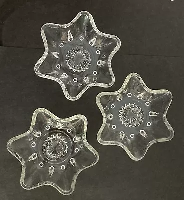Buy Vintage Clear Pressed Glass 6 Point Star Shaped Tapered Votive Candle Holders - • 11.37£