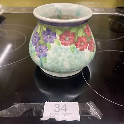 Buy Antique E Radford Burslem Pottery Signed Vase Green Purple Pink Flowers 1261c F? • 12£