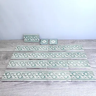 Buy Minton Tiles Green Pattern China Works 6  X 3  Wall Tiles X 17 + 2 • 99£