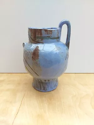 Buy AES 1964 Studio Art Pottery  Hand Thrown Hand Painted Blue Brown Glazed Jug Vase • 20£