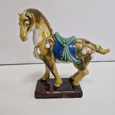 Buy Vintage Tang Dynasty Style War Horse Ceramic Pottery Figurine Ornament • 9.95£