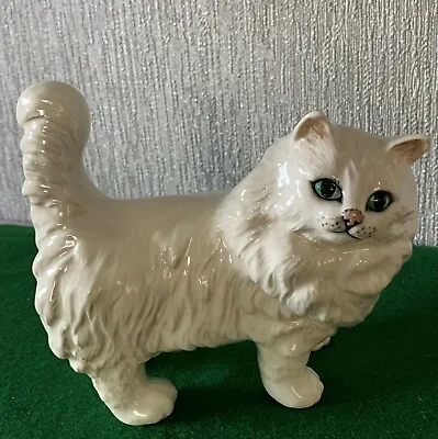 Buy Beswick Cat  Persian Cat Standing Tall Tail Erect Model 1898 White Gloss Perfect • 19.99£