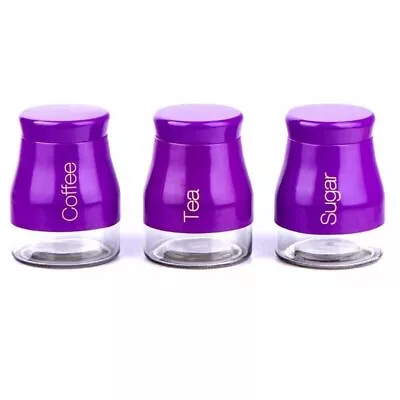 Buy Kitchen Storage Canisters Tea Coffee Sugar Jars Pots Containers Caddy Set Of 3 • 14.45£