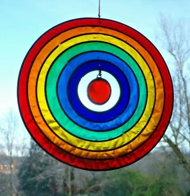 Buy RAINBOW CIRCLE SUN CATCHER 12.5 Cm  STAINED GLASS EFFECT  Complete With Hook • 9.50£