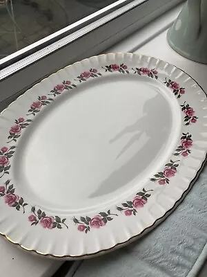 Buy Ridgway Large Platter Plate Romance Pink Rose White Mist 22KT Gold Staffordshire • 19.99£