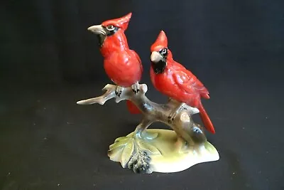 Buy Vintage Porcelain Wein Keramos Cardnials Bird Sculpture Austria Rudolf Chocholka • 120.06£