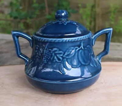Buy BHS Lincoln Barratts Embossed China Sugar Bowl And Lid Rare Blue Colour • 14£