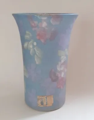 Buy Vtg Conwy Pottery Wales Blue Vase Carol Wynne Morris Spongeware H6in 15cm, Label • 12.99£