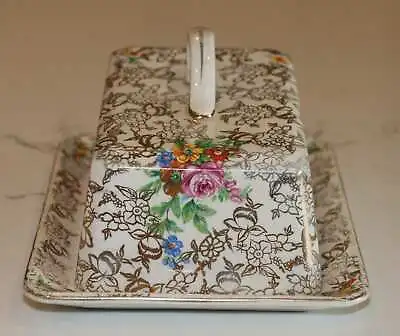 Buy Pretty Vintage Lord Nelson Ware BCM #2528 Butter Dish - Floral Gold Chintz • 37.89£