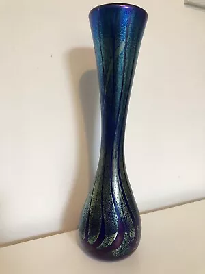 Buy Alum Bay Glass (on The Isle Of Wight) Tall Single Vase  30cm Iridescent Blue  • 40£