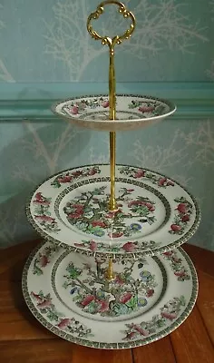 Buy Johnson Brothers Indian Tree 3 Tier  Cake Stand Gold Tone Sunflower Handle • 10.99£