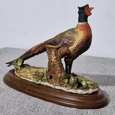 Buy Vtg Capodimonte Giuseppe Armani Birds Pheasant Sculpture Figurine Wood Base Chip • 37£