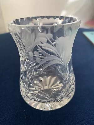 Buy ROYAL BRIERLEY Honeysuckle Cut Glass Posy Vase Flared Top 8cm • 4.99£