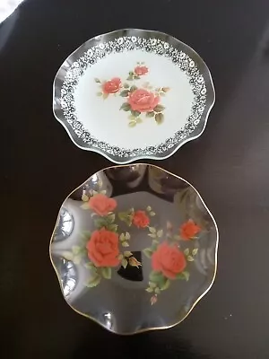 Buy Vintage Chance Glass Plates Roses Wavy Edged 8.5  • 15£