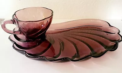 Buy Hazel Ware Informal Seashell Purple Amethyst Luncheon Set. Glass. Mcm  • 18.87£