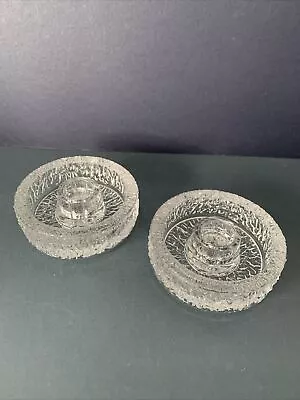 Buy 2 Vintage 1970s Taper Candle Holders Cracked Ice Effect.  • 10£