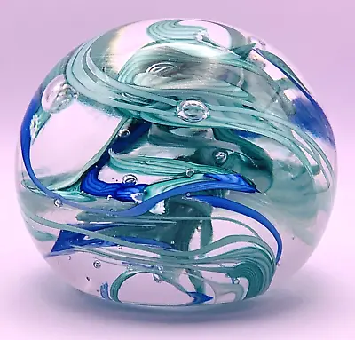 Buy Whitefriars Patt.No 9850 Lead Green And Blue Glass Paperweight R.Annenberg 1978 • 45£