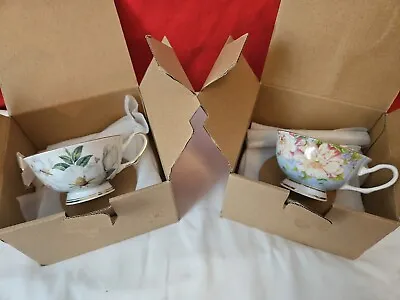 Buy 2 Pinlaiyun Fine Bone China Tea Cup Sets W/ Saucer And Matching Spoons New  • 28.34£