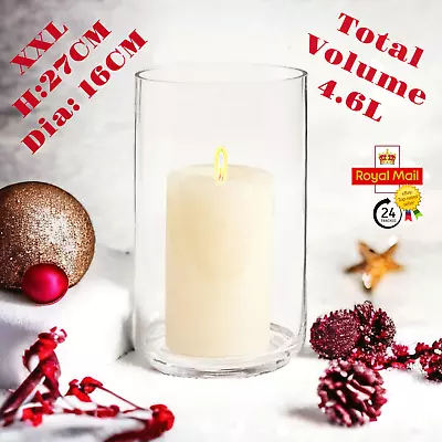 Buy John Lewis Clear Glass Hurricane Candle Holder Large Tall Clear Glass Cylinder • 29.99£