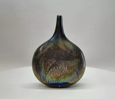 Buy Michael Harris - Vintage Azurene Glass Lollipop Vase Isle Of Wight Studio Label • 150.85£