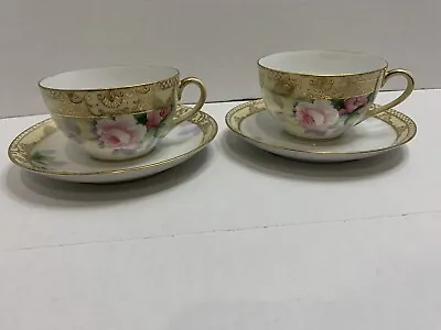 Buy Noritake Gold Trim China Tea Cup & Saucer Vintage Lot Of 2 Hand Painted. • 85.35£