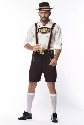 Buy German Oktoberfest Costume Mens Bavarian Lederhosen Short Beer Guy Fancy Dress • 24.99£