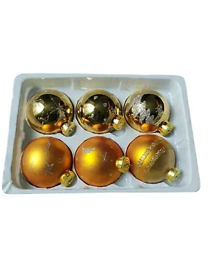 Buy Christmas Decorations Glass Baubles Hand Painted For Tree Gold Colour 12 Baubles • 7.99£