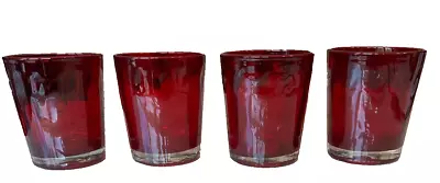 Buy Mid Century Tumblers Bubble Cased Glass Drinks Ruby Red Set Of 4  3.5 D X 4.25 H • 46.17£