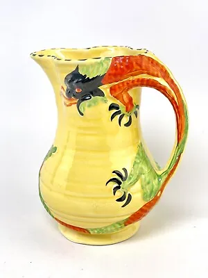 Buy Art Deco DRAGON HANDLED JUG Arthur Woods Pottery 1930s Beautiful Vibrant Colours • 45£
