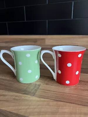 Buy Cath Kidston Queens Mugs Cups Polka Dot Pair Fine Bone China • 12£