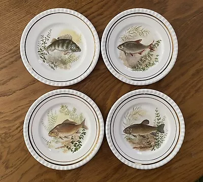 Buy 🎣 Set Of Four Staffordshire B. Meakin Fine Bone China Fish Plates 🎣 • 8.26£