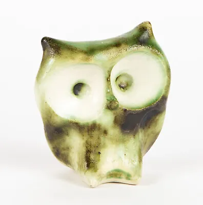 Buy Carn -seated Owl- Studio Art Pottery Green/brown Glazed Bird Figure Model • 120£