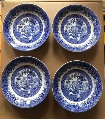 Buy 4 Barratts Of Staffordshire Saucers Blue And White 'Willow' Vintage Tableware • 4£