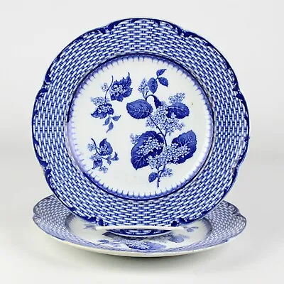Buy BWM Cauldon Blue Flow Ruskin Dinner Plates Set, Antique England C1892 Floral 9  • 28.39£