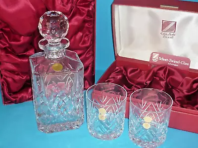 Buy Schott Zwiesel Crystal Tiffany Pattern Whisky Decanter & 2 Tumbler Glasses N.I.B • 9.99£