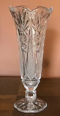 Buy Vintage Leaded Crystal Cut Glass Flared And Footed Bud Vase 8  Tall • 19.20£